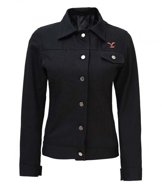Womens Rib Black Wheeler Trucker Cotton Jacket