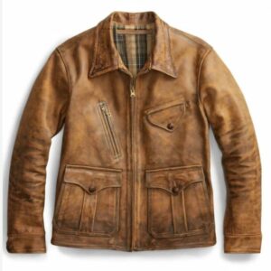 1920’s Vintage Style Wax Tan Real Leather Coat Mens Jacket
