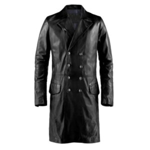 Double Breasted Black Jacket Winter Trench Coat Mens