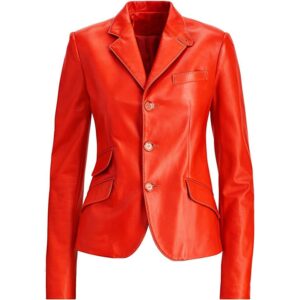 3 Buttons Blazar Double Pocket Gray, Red, Black, Tan Women Leather Coat / Casual, Formal, Regular, Street Wear Womens Jacket & Overcoat