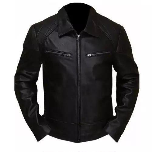 Turbo Biker Black Real Leather Jacket Mens - Image 5