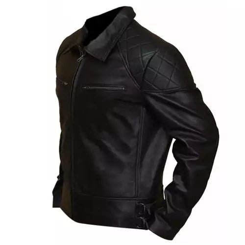 Turbo Biker Black Real Leather Jacket Mens - Image 3