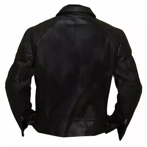 Turbo Biker Black Real Leather Jacket Mens - Image 4