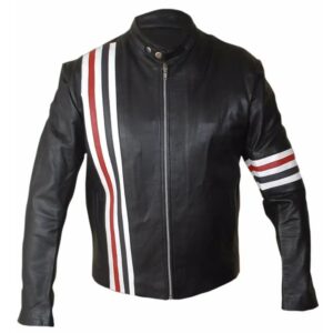 American Flag Style Peter Fonda's Movie Black Leather Jacket Men's