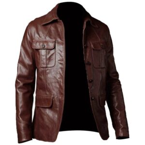 Flap Pocket Five Button Brown Blazer Coat Mens