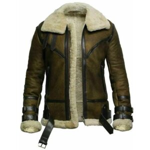 Olive Brown B3 Bomber Womens Shearling Jacket