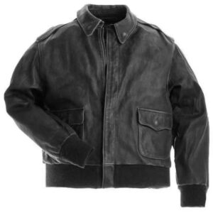 A2 Military Jacket Mens Distressed Black / Brown Vintage Bomber Biker Leather Coat