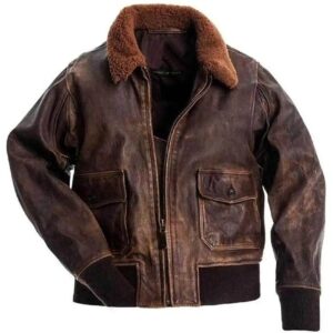Aviator G-1 Flight Brown Distressed Leather Bomber Jacket Mens