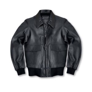 G2 Bomber Pilot Style Moto Biker Black Military Leather Jacket Mens