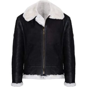 B3 BOMBER RAF AVIATOR BLACK LEATHER JACKET