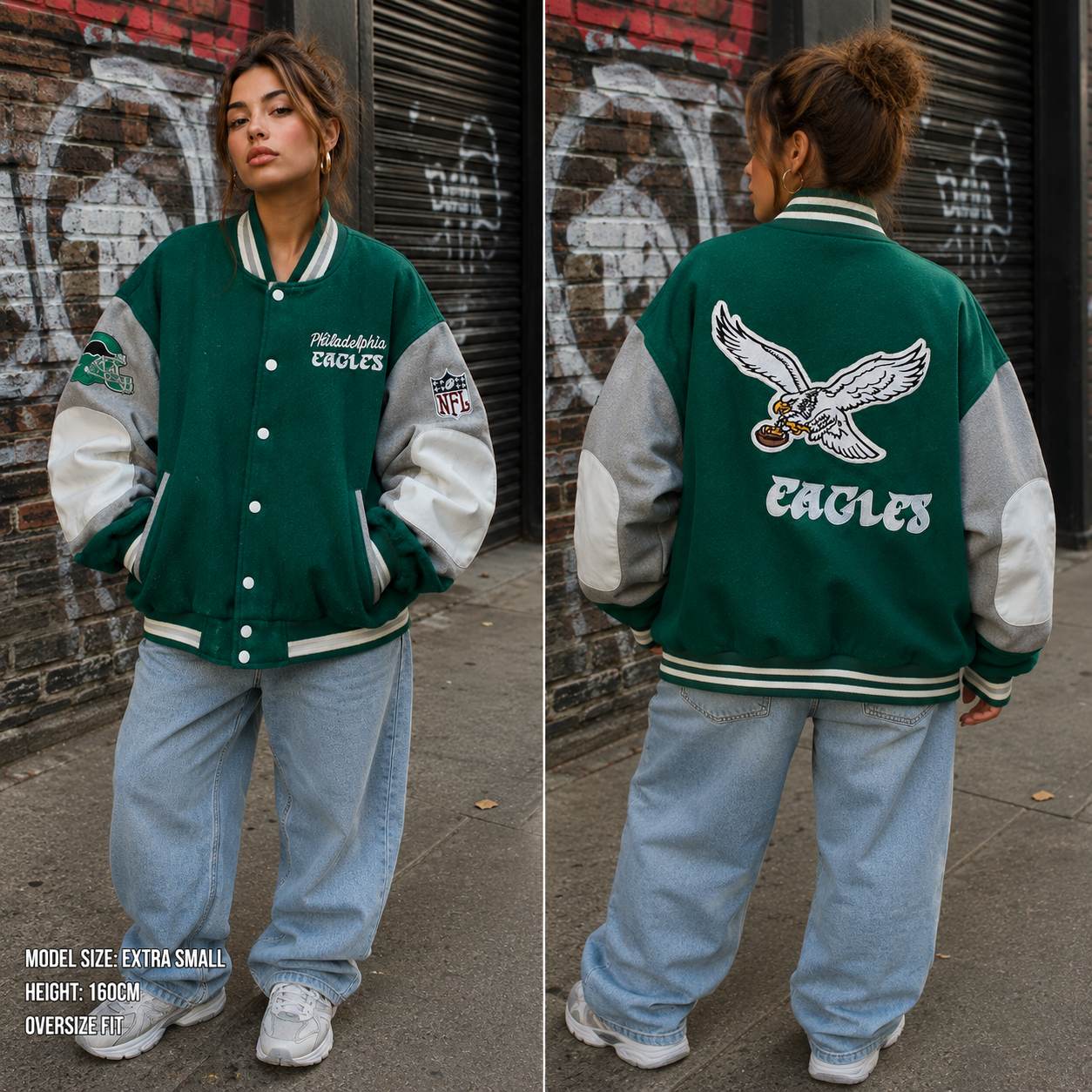 philadelphia eagles varsity bomber jacket
