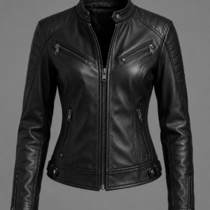 womens black leather motorcycle jacket