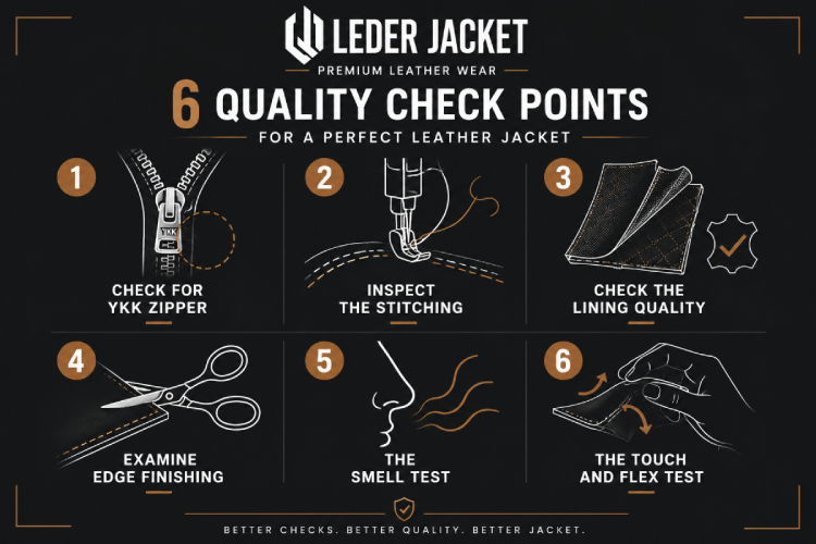 leather jacket quality check infographic 6 things to look for when buying a genuine leather jacket UK